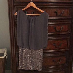 Aiden light gray sequence cocktail dress